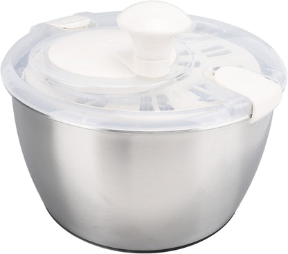 Stainless Steel Salad Spinner 5L Multifunctional Lettuce Spinner Vegetable Dryer with Lid Drain Bowl Colander for Home Kitchen - PuriLite