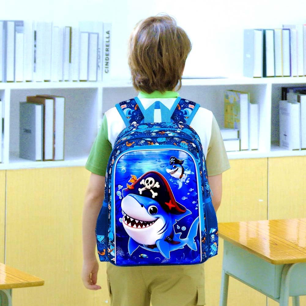 3pcs Backpack for Boys and Girls, 16” Kids Kindergarten Bookbag with Lunch Box, Cute Elementary Backpacks for Boy Girl - PuriLite