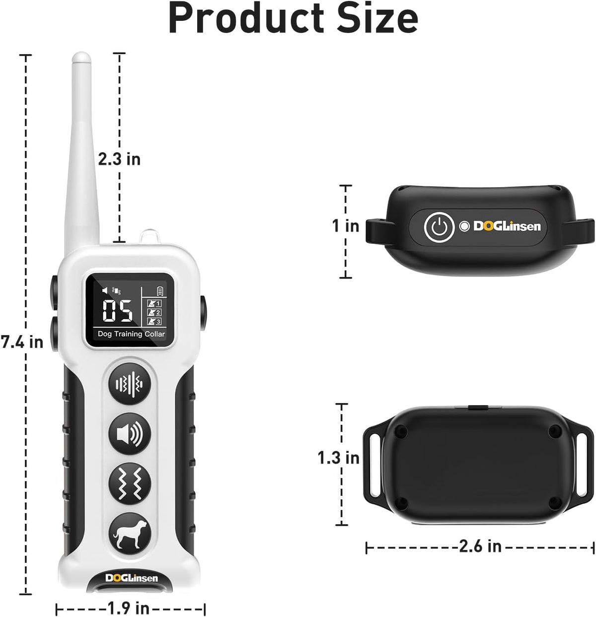 DOGLinsen No Shock Dog Training Collar with Remote 3300ft Range, Vibrating Dog Collar, Vibration Collar for Small Medium Large Dogs, 9 Style Tones and Vibration Collar - PuriLite