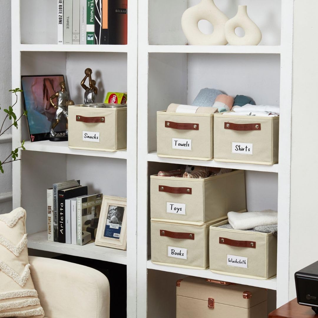 DECOMOMO Cube Storage Bin, Storage Cubes with Labels, Baskets for Shelves Kallax Linen Closet Organizers (Cube 10.5x11"/ 6pcs, Black) - PuriLite
