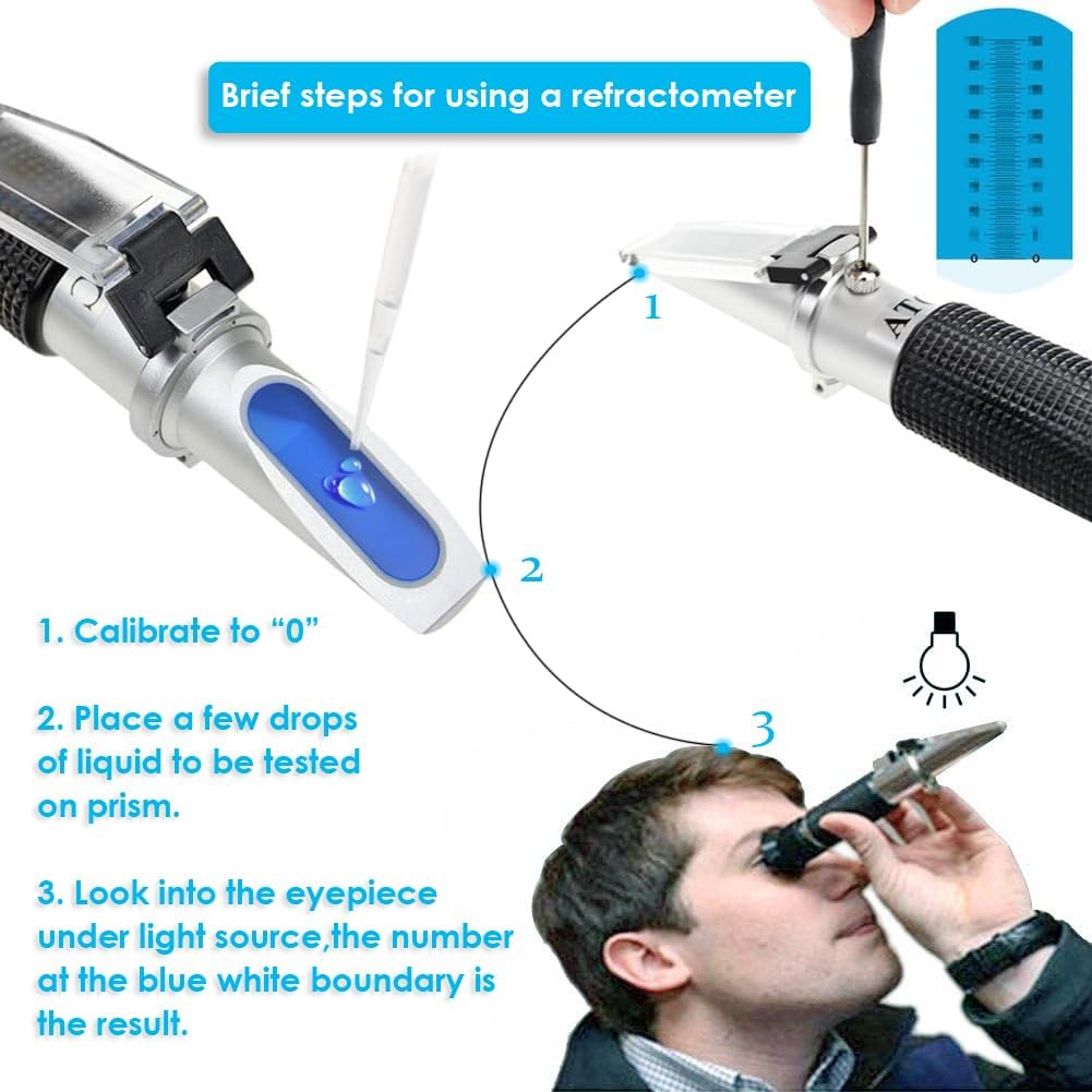 Salinity Refractometer for Seawater and Marine Fishkeeping Aquarium 0-100 PPT with Automatic Temperature Compensation - PuriLite