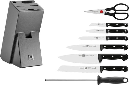 ZWILLING Twin Chef 9Piece Knife Block Set - Corrosion Resistant, Ice-Hardened Ultra Sharp Blades Graphite-Grey, Professional Knife Set, Durable, Dishwasher Safe - PuriLite