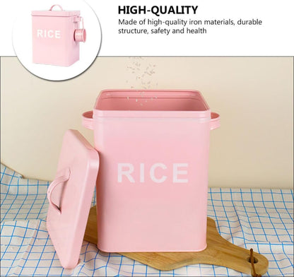 Pink Iron PET Food Barrel with Lid, Airtight Storage Container