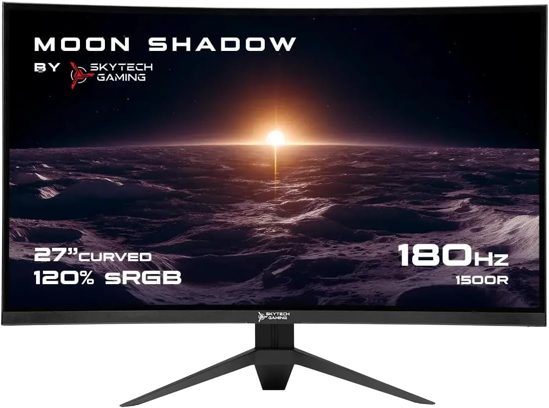 Skytech Gaming 27-inch Curved Gaming Monitor up to 180Hz, QHD 2K(2560 x 1440), 3.7ms Response Time, 1500R VA Panel, FreeSync & G-Sync Support, Swivel Tilt Height Pivot Adjustable, HDMI & DisplayPort - PuriLite