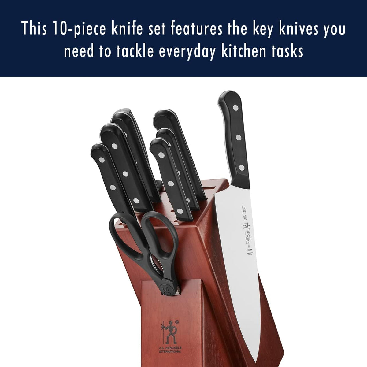 HENCKELS Solution Razor-Sharp 16-pc Self Sharpening Knife Block Set, Chef Knife, Bread Knife, Steak Knife, German Engineered Informed by 100+ Years of Mastery - PuriLite