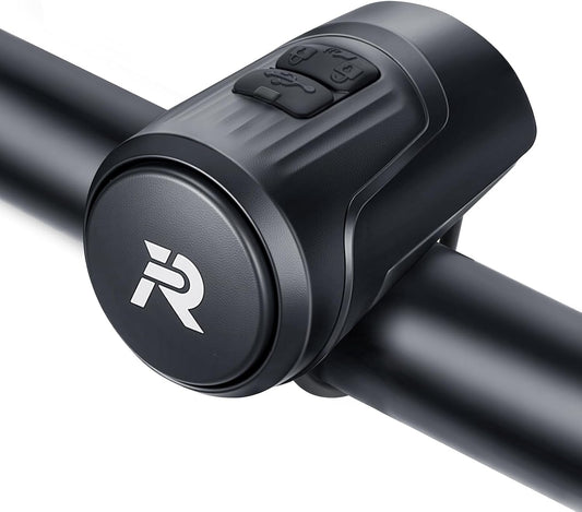 EQIIO Electric Bike Horn 125dB, USB Rechargeable Bicycle Horn Fits 22.2-31.8mm Handlebars, IPX5 Waterproof Bike Bell for Adults/Kids Bike, Scooter, Ebike, Easy Install & Compact Design - PuriLite