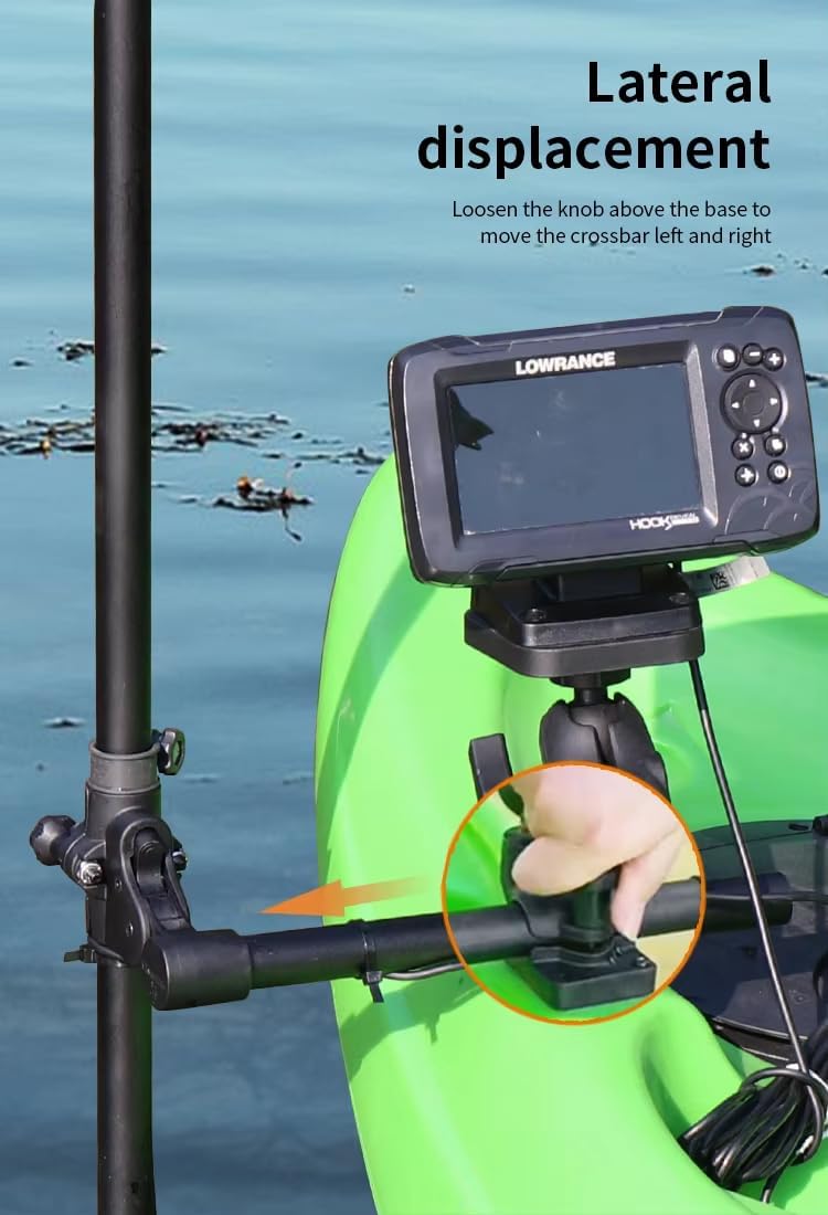 Strg Transducer Bracket with Fish Finder Mount for Kayak/Boat, Livescope Fish Finder Transducer Mount for Garmin/Lowrance, Compatible with RAM Mounts C Size/1.5'' Double Socket Arm (Foldable) - PuriLite