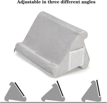 Tablet Stand,Tablet Pillow Stand, Multi-Angle iPad Tablet Reading Stand Pillow Holder for iPad, Tablet, Smartphone, Magazines, Books (Grey) - PuriLite