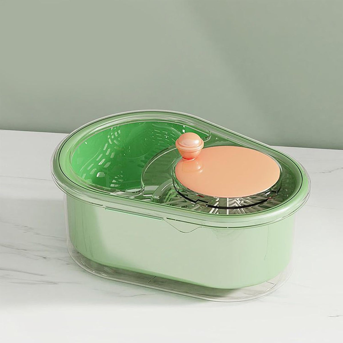 Fruit Spinner,Portable Rotating Salad Spinner and Dryer | Salad Cleaner, Kitchen Strainer Drainer Basket, Food Wash Bowl, Manual Lettuce Washer - PuriLite