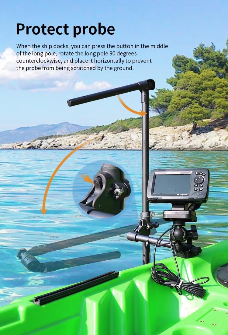 Strg Transducer Bracket with Fish Finder Mount for Kayak/Boat, Livescope Fish Finder Transducer Mount for Garmin/Lowrance, Compatible with RAM Mounts C Size/1.5'' Double Socket Arm (Foldable) - PuriLite