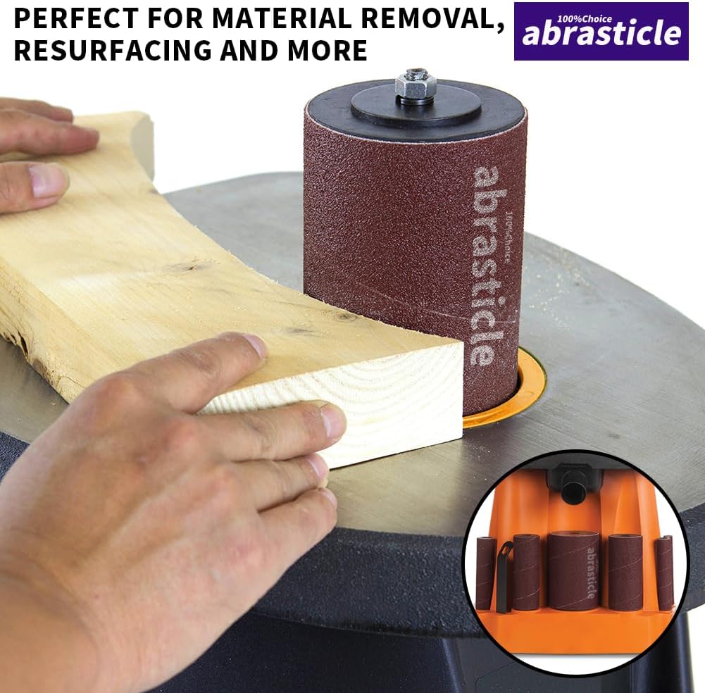 18 Pack Spindle Sander Sleeves, Sanding Sleeves for Oscillating Sander, 80 150 240 Assorted Grit Sandpaper, 4-1/2" Length, 1/2",3/4",1",1-1/2", 2", 3" Diameter - PuriLite