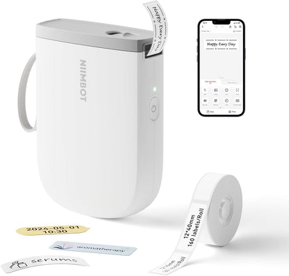 NIIMBOT D110 Mini Label Maker Machine with Tape(Pre-Cut Size 12x40mm), Portable Bluetooth Sticker Printer, Inkless Automatic Feeding One-Touch Custom Printing, Compatible with Phone Only - PuriLite