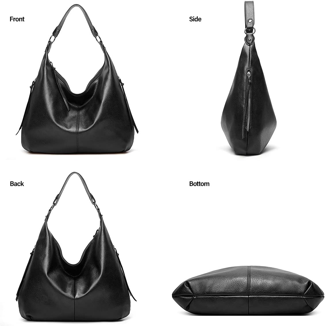 Ashioup Hobo Bags for Women Soft PU Leather Shoulder Bag Vintage Slouchy Handbag with Zipper - PuriLite