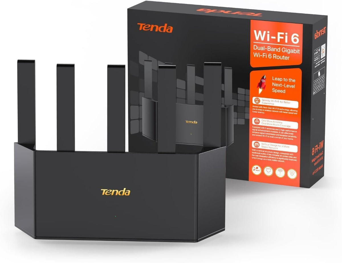 Tenda WiFi 6 Router Vertical AX1500 Smart WiFi Router with 4 Gigabit Ports Wireless Internet Router, WiFi+ Long Range Coverage, Support WPA3, IPv6, Parental Control Gaming Router(RX2LPro) - PuriLite