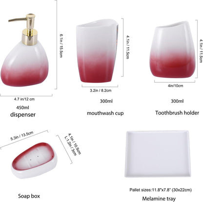 White Bathroom Accessories Set,Modern Countertop Bathroom Decor,Luxury 6 Piece Bathroom Accessory Set,Complete with Soap Dispenser,Toothbrush Holder,Tumbler,Tray - PuriLite