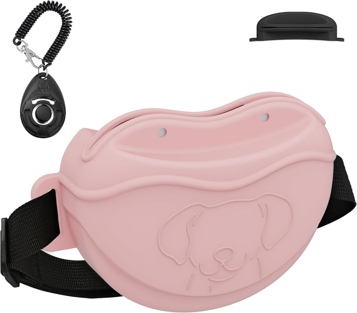 TUCANA Silicone Dog Treat Pouch for Pet Training – Upgraded 4 Strong Magnets Enhanced Magnetic Closure, Ease of Cleaning, Come with Adjustable Wasit Belt and Effective Dog Clicker (Pink) - PuriLite