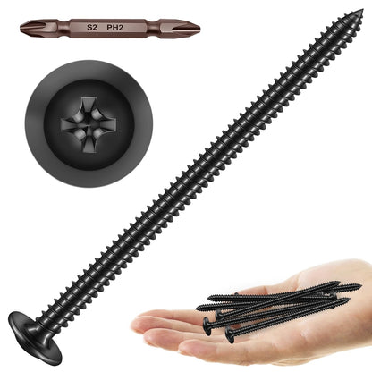 150Pcs #8 × 2" Black Screws for Wood, Phillips Truss Head Wood Screws, Quick Metal Self Tapping, Zinc Plated Steel, Truss Head Screws by Mywish - PuriLite