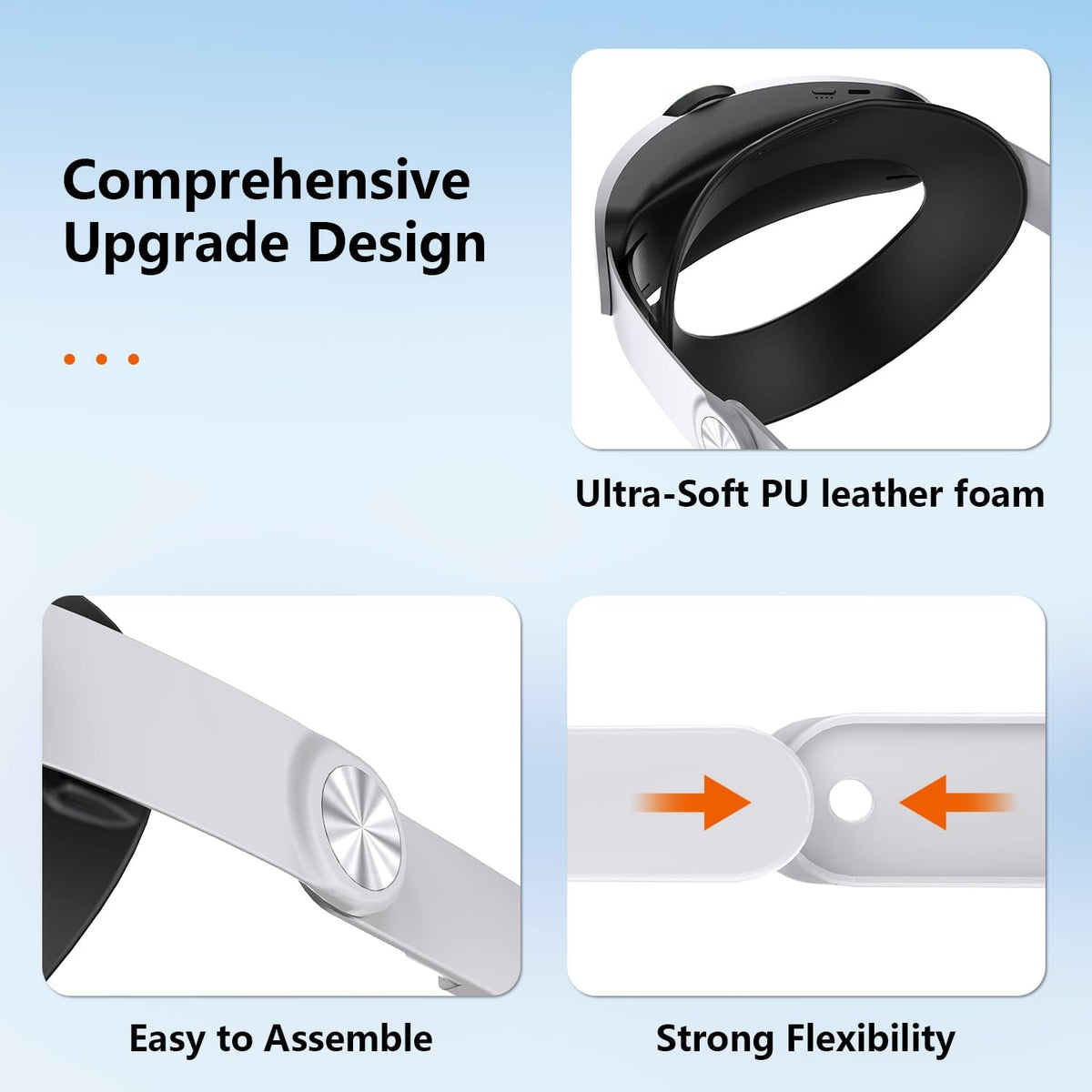 Foscomax RGB VR Headset for Oculus/Meta Quest 3/3S Head Strap with 10000mAh Battery, Rechargeable Elite Strap Extend 4-6H Playtime and Adjustable for VR Headset Compatible with Quest 3/3S Accessories - PuriLite