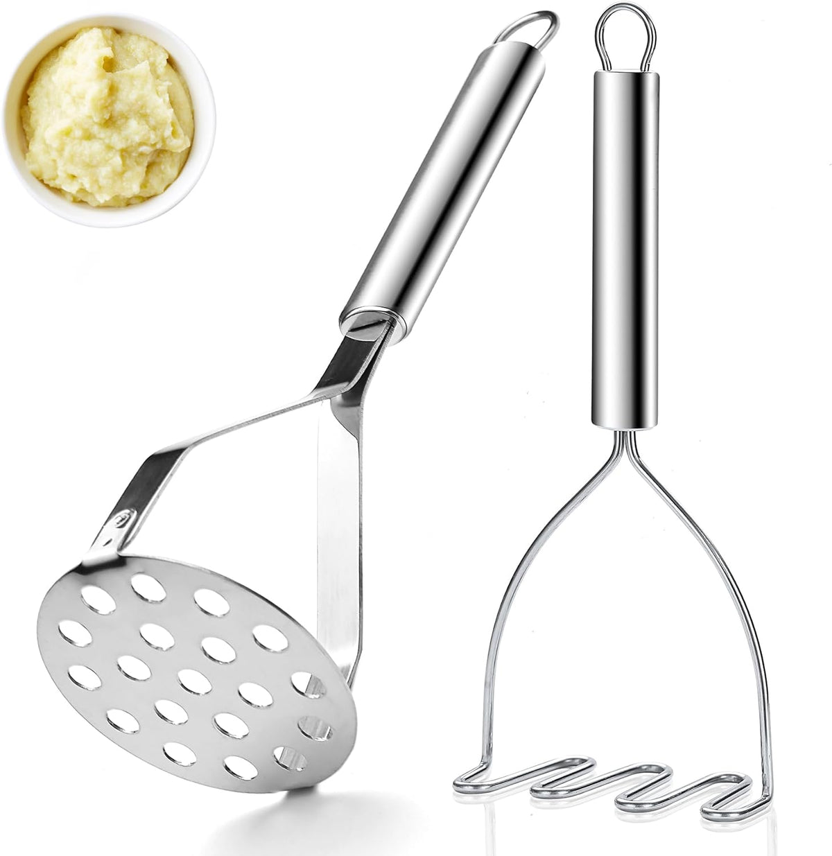 Purilite Select Dual-Head Stainless Steel Potato Masher Set - PuriLite
