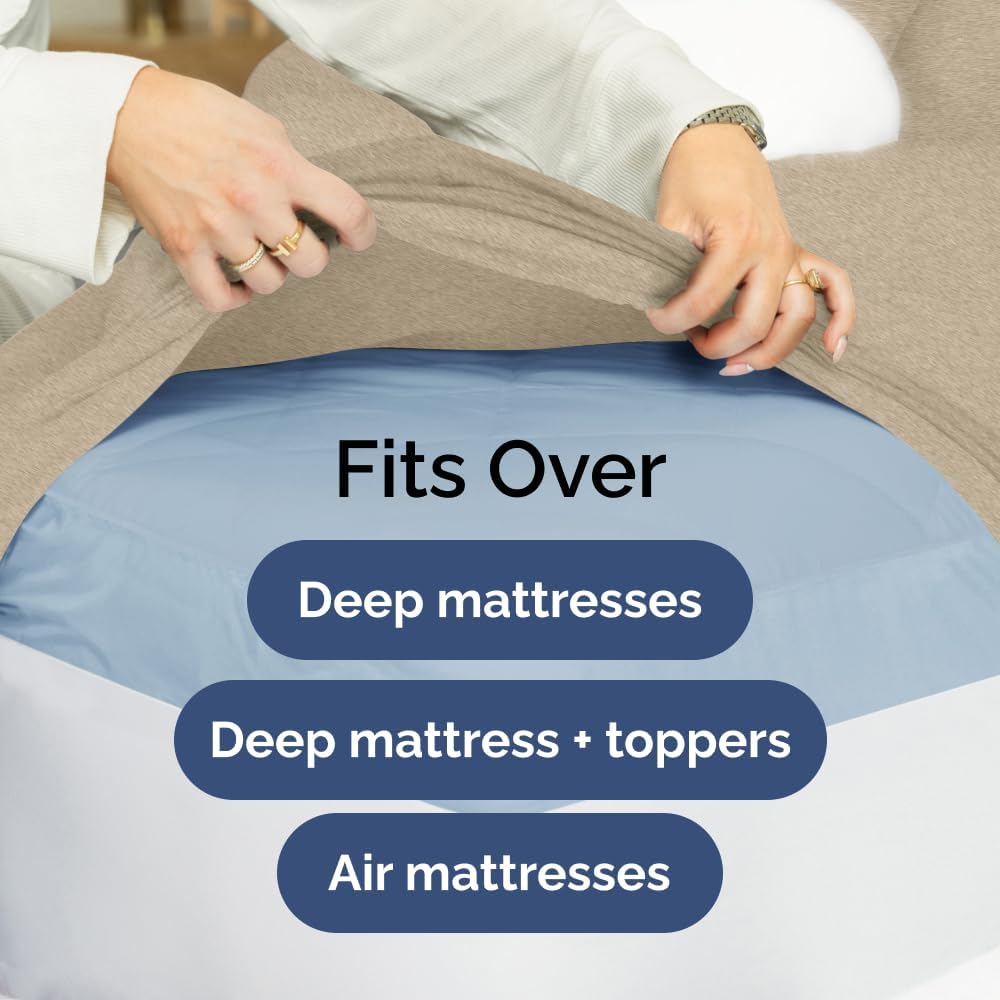 Extra Deep Queen Sheet Set - 6 Piece Breathable & Cooling Sheets - Hotel Luxury Bed Sheets Set - Easy & Secure Fit - Soft, Wrinkle Free & Comfy Sheets Set - White Sheet Set w/Extra Deep Pockets - PuriLite