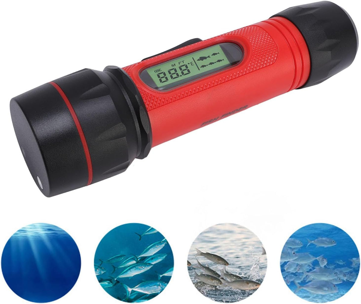 PUSOKEI Sonar Fish Finder, Portable Handheld Fish Depth Finder with LCD Screen and 45 Degree Detection Angle, for Kayak Boat Ice Fishing Water Proof IP68 - PuriLite