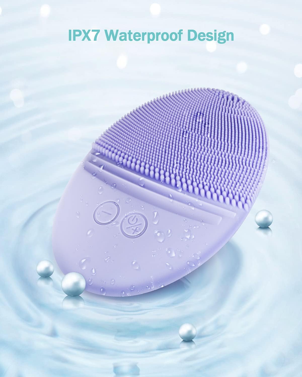 EZBASICS Sonic Facial Cleansing Brush Made with Ultra Hygienic Soft Silicone, Waterproof Sonic Vibrating Face Brush for Deep Cleansing, Gentle Exfoliating and Massaging, Inductive Charging Blue - PuriLite
