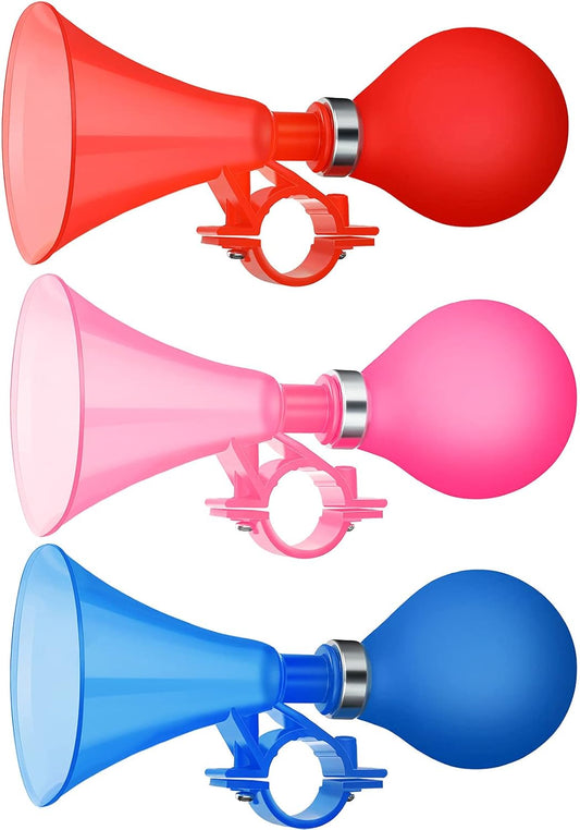 3 Pieces Children Bike Horns Air Squeeze Honking Horns Bicycle Horn Scooter Horn Plastic Bicycle Horns for Children's Scooter Bikes Kids Bicycles Boys and Girls - PuriLite