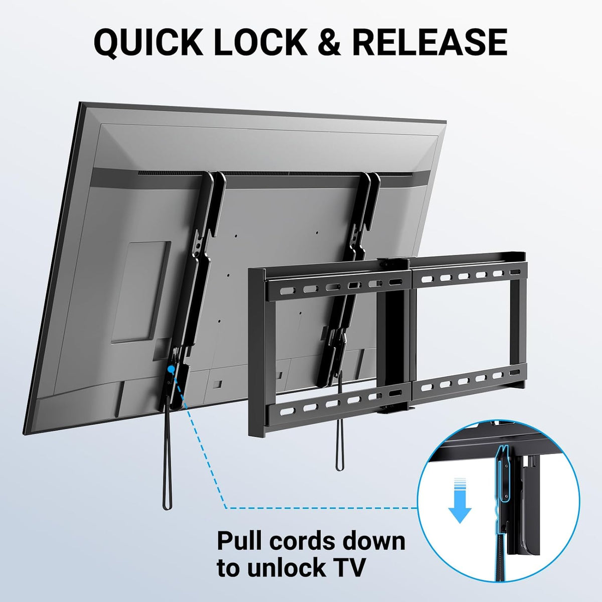 PERLESMITH Fixed TV Wall Mount Bracket Low Profile for 32-82 inch LED, LCD, and OLED Flat Screen TVs - Fits 16”- 24” Wood Studs, Fixed TV Mount with VESA 600 x 400mm Holds up to132lbs (PSLLK1), Black - PuriLite