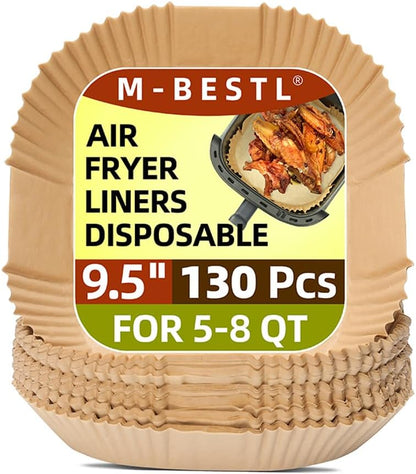 7.5 Inch Air Fryer Parchment Paper Liners Square,150 Pcs Non-Stick &Oil-Proof Air Fryer Liners Disposable for 2-5 QT Frying,Baking,Roast - PuriLite