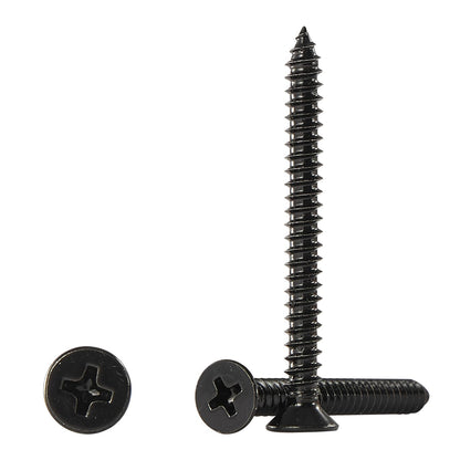 #4 * 2" Wood Screws, Flat Head Phillips Black Stainless Steel, 100Pcs Corrosion Resistant for Wood, Drywall Applications, and Outdoor Use - PuriLite