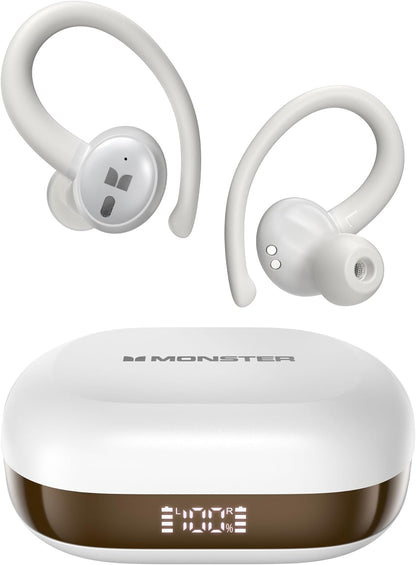 Monster N-Lite 216 Wireless Earbuds 40hrs Bluetooth 6.0 Headphone,Bluetooth Earbuds Stereo Deep Bass Over Ear Bud with Earhooks,ENC Noise Cancelling Mic,IPX5 Waterproof Earphone for Workout/Running - PuriLite
