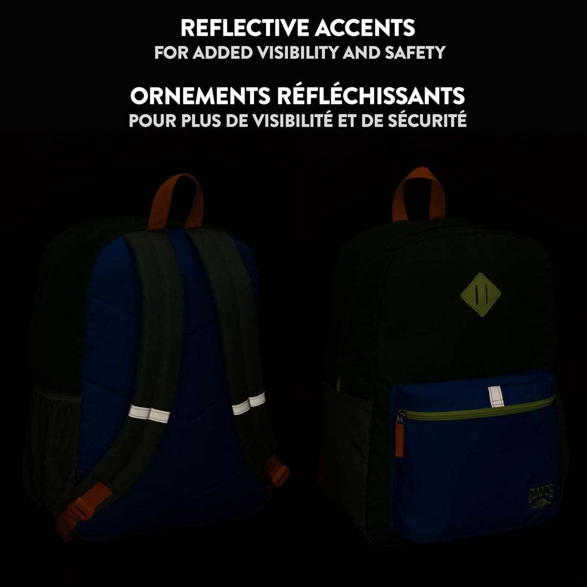 Roots Teen Lightweight Backpack — Made from Recycled Polyester with 15.6" Laptop Compartment, Rain Flap, Bottle Pocket, Reflective Accent, and Back Padding — 34L, Black - PuriLite