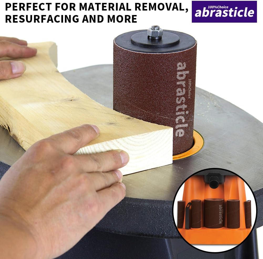 18 Pack Spindle Sander Sleeves, Sanding Sleeves for Oscillating Sander, 80 150 240 Assorted Grit Sandpaper, 4-1/2" Length, 1/2",3/4",1",1-1/2", 2", 3" Diameter - PuriLite
