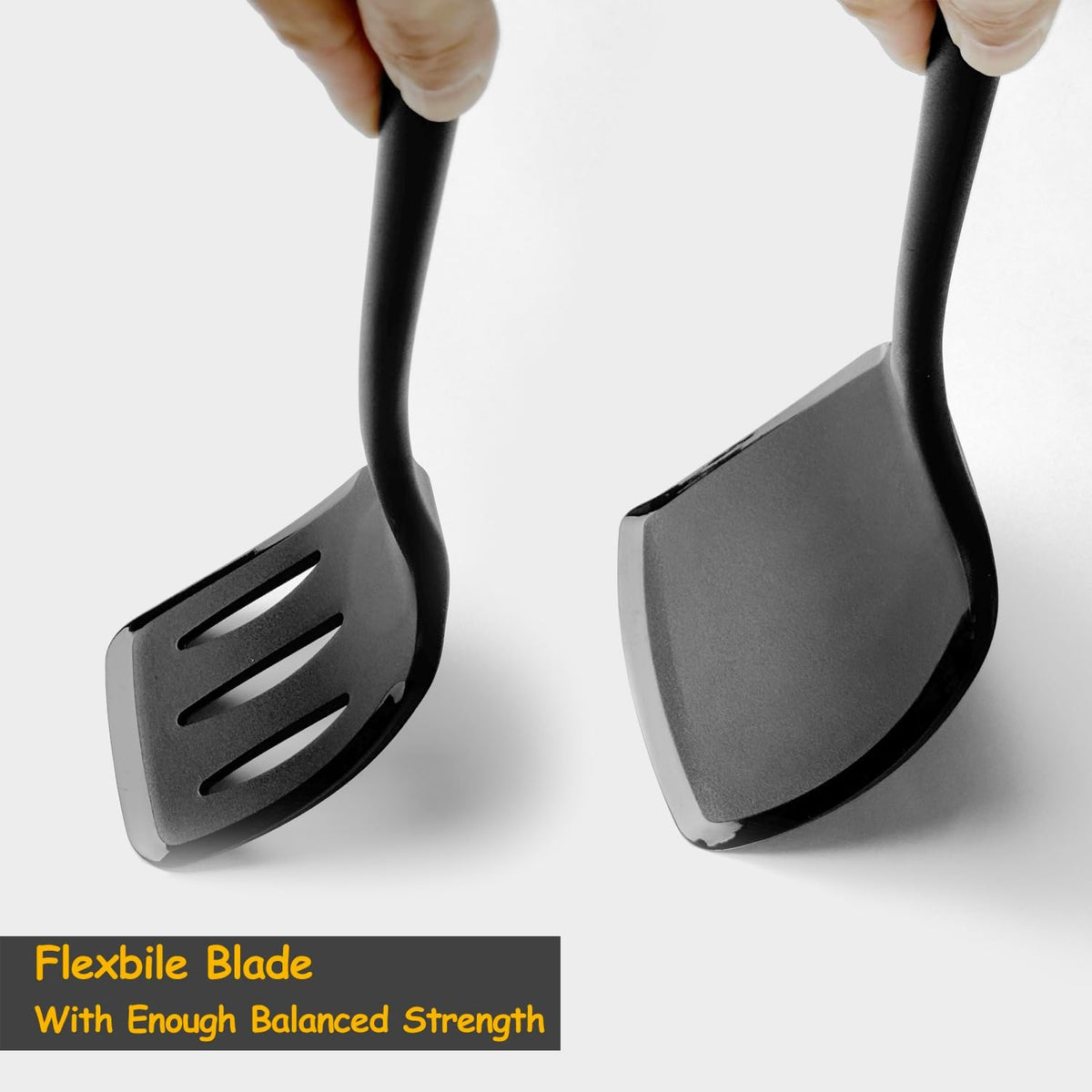 Silicone Spatula Set, 600°F Heat Resistant Silicone Spatula Turner Flipper for Cooking, Non Stick and Non Scratch Kitchen Utensils for Eggs & Pancakes, 4 Pack, Black - PuriLite