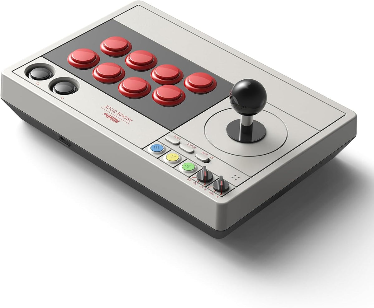 8BitDo Retro Arcade Fight Stick 8 Way Joystick with 2 Dedicated Macro Buttons and Turbo Function for Switch/Switch 2 and PC Windows, Support Bluetooth, 2.4G Wireless and Wired USB-C Cable Connection - PuriLite