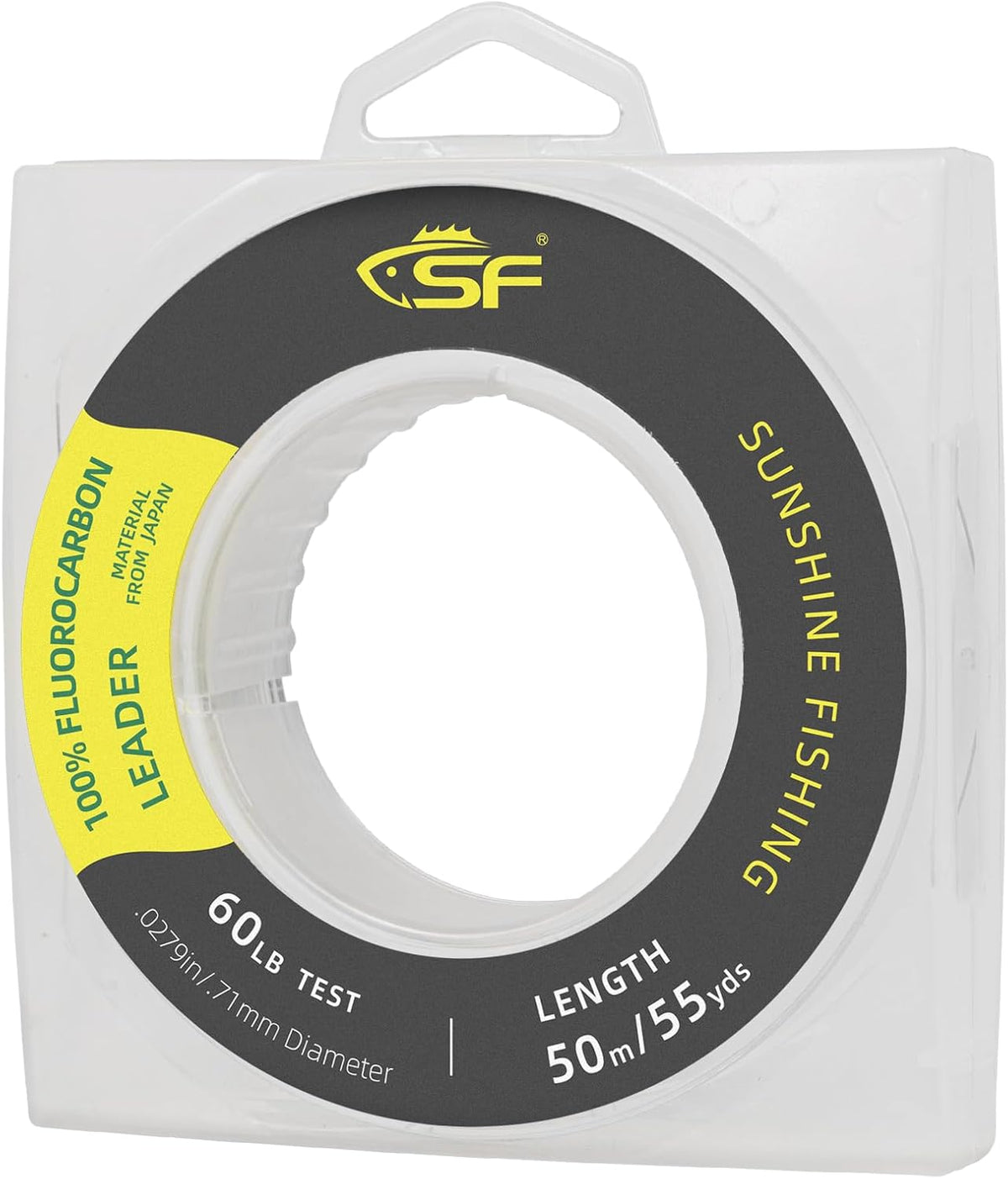 SF 100% Pure Fluorocarbon Leader Material Fishing Line Virtually Invisible Shock Resistant Increased Sensitivity Sink Fast Clear 55yd - PuriLite