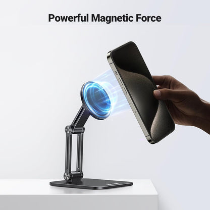 UGREEN Magnetic Phone Stand Compatible with MagSafe, Angle Adjustable Aluminum Holder for Desk, Thick Base Compatible for iPhone 16 15 14 13 12 Pro - PuriLite