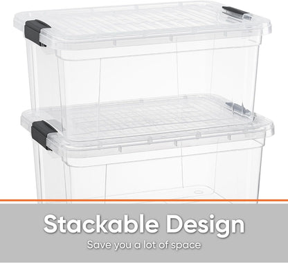 Superio Storage Bins with Lids- 3 Pack, 1.85 Qt Clear Boxes for Organizing, Stackable Plastic Containers- BPA Free, Non-Toxic, Odor Free, Organizer for Home, Office, Dorm - PuriLite