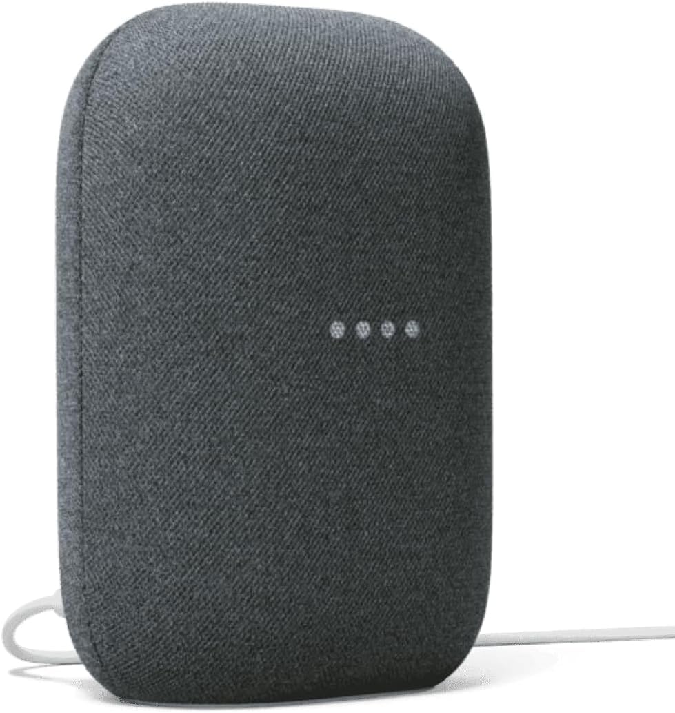 Google Voice Bluetooth Speaker - Wireless Music Streaming, Powerful Sound, Built-in Assistant, Wi-Fi and Bluetooth Connection, Smart Home Control, Stereo Pairing (Charcoal) - PuriLite