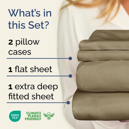 Extra Deep Queen Sheet Set - 6 Piece Breathable & Cooling Sheets - Hotel Luxury Bed Sheets Set - Easy & Secure Fit - Soft, Wrinkle Free & Comfy Sheets Set - White Sheet Set w/Extra Deep Pockets - PuriLite