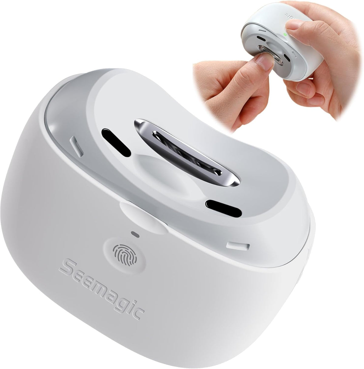 Electric Nail Clippers for Baby Nail Trimmer, 2 in 1 Automatic Electric Nail Clipper with LED Light, USB Rechargeable & 2 Speeds, Automatic Nail Clippers for Adults, Seniors, Babies, Children(White) - PuriLite