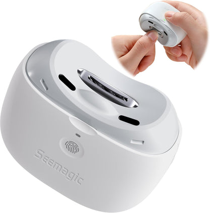 Electric Nail Clippers for Baby Nail Trimmer, 2 in 1 Automatic Electric Nail Clipper with LED Light, USB Rechargeable & 2 Speeds, Automatic Nail Clippers for Adults, Seniors, Babies, Children(White) - PuriLite