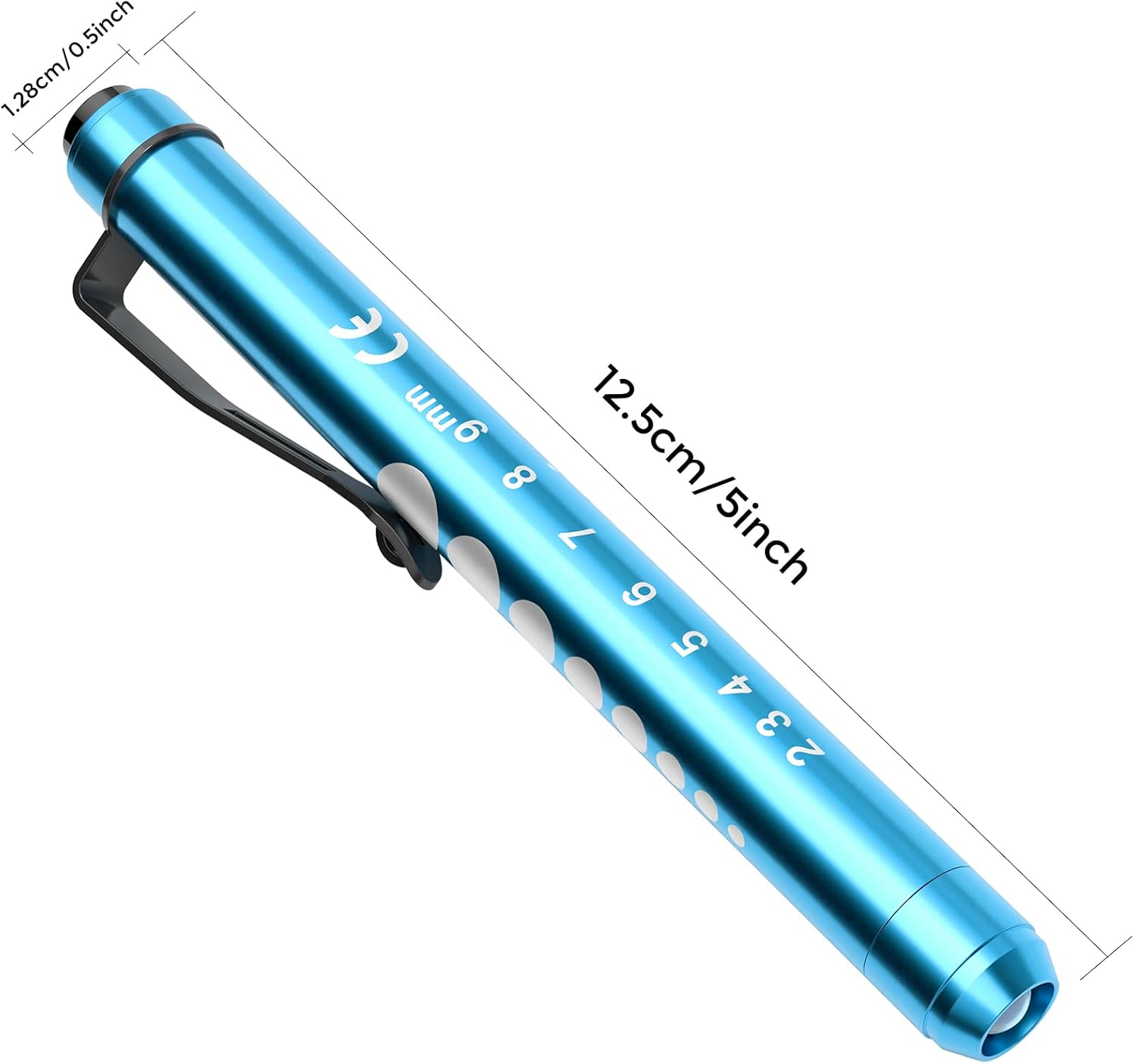 RISEMART Pen Lights for Nurses, 2 Pack Reusable Medical Light with Pupil Gauge and Ruler, White Light LED Penlight for Student Doctors EMT (Black/White) - PuriLite