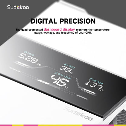 Sudokoo SK700V White AM5 CPU Cooler : 7 Heatpipes CPU Air Cooler with Digital Display for AM5 Exclusive - Single Tower PC Cooling with 120mm FDB PWM Quiet Fan & L-Rail Lock Mount - PuriLite