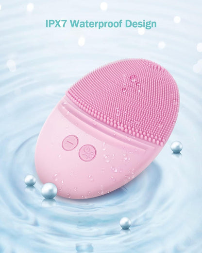 EZBASICS Sonic Facial Cleansing Brush Made with Ultra Hygienic Soft Silicone, Waterproof Sonic Vibrating Face Brush for Deep Cleansing, Gentle Exfoliating and Massaging, Inductive Charging Blue - PuriLite