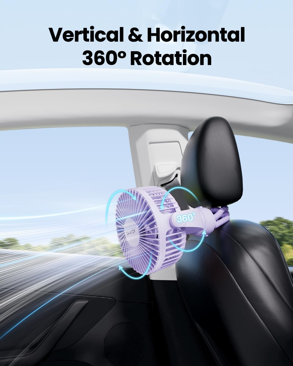 Gaiatop Mini Portable Pram Fan, Rechargeable Small Clip on Fan for Stroller, Detachable 3 Speed 360 Degree Rotate Flexible Tripod Handheld Desk Cooling Car Seat Crib Treadmill Travel Black - PuriLite