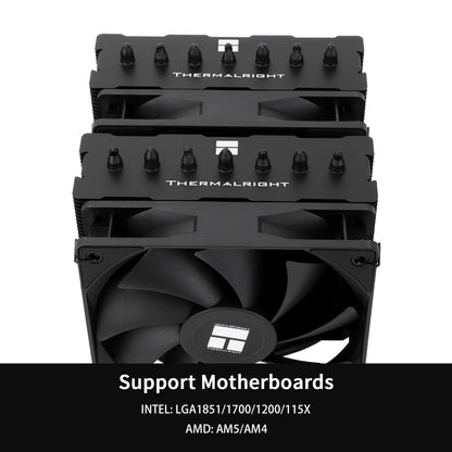 Thermalright Phantom Spirit 120 SE Black CPU Air Cooler,Doubler CPU Fans and Double Towers,154mm High CPU Cooler,for AMD:AM4/AM5,Intel 1150/1151/1200/1851/1700(PS120 SE Black) - PuriLite
