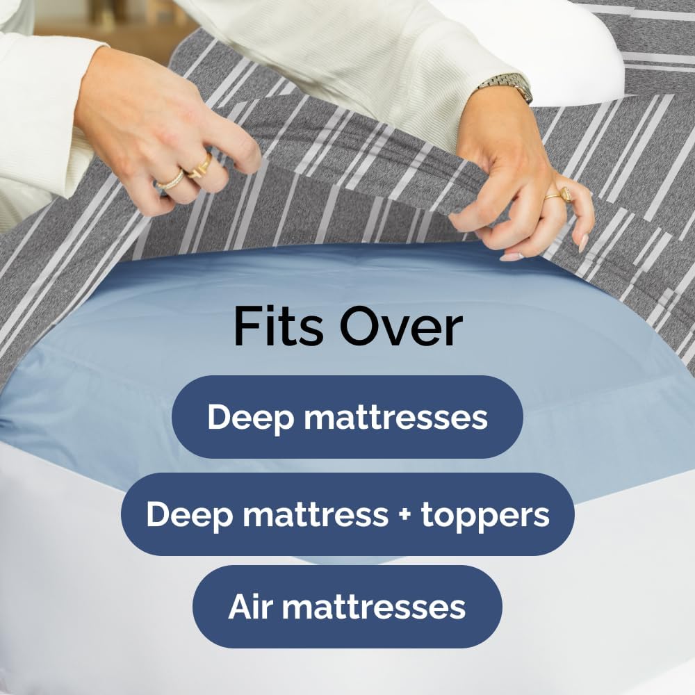 Extra Deep Queen Sheet Set - 6 Piece Breathable & Cooling Sheets - Hotel Luxury Bed Sheets Set - Easy & Secure Fit - Soft, Wrinkle Free & Comfy Sheets Set - White Sheet Set w/Extra Deep Pockets - PuriLite
