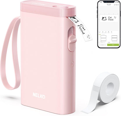 Nelko Label Maker Machine with Tape, P21 Portable Bluetooth Label Printer, Wireless Built-in Cutter Sticker Maker Mini Label Makers with Multiple Templates for School Organizing Office Home, White - PuriLite