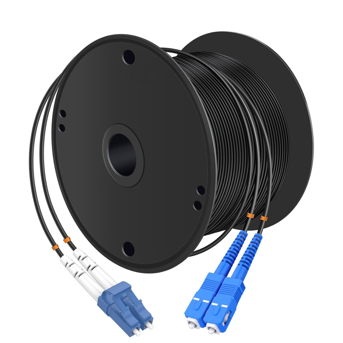 Buacoz 200 Meters LC to LC UPC Outdoor Armored Fiber Patch Cable, 9/125um Single Mode Duplex Fiber Optic Internet Cables, Jumper Optical Patch Cord, (200M/656ft), TPU Black - PuriLite
